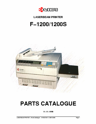 Kyocera F-1200 Kyocera Laserbeam printer F-1200 Parts Manual